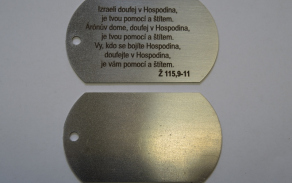 "Psí známka" s Biblickým citátem